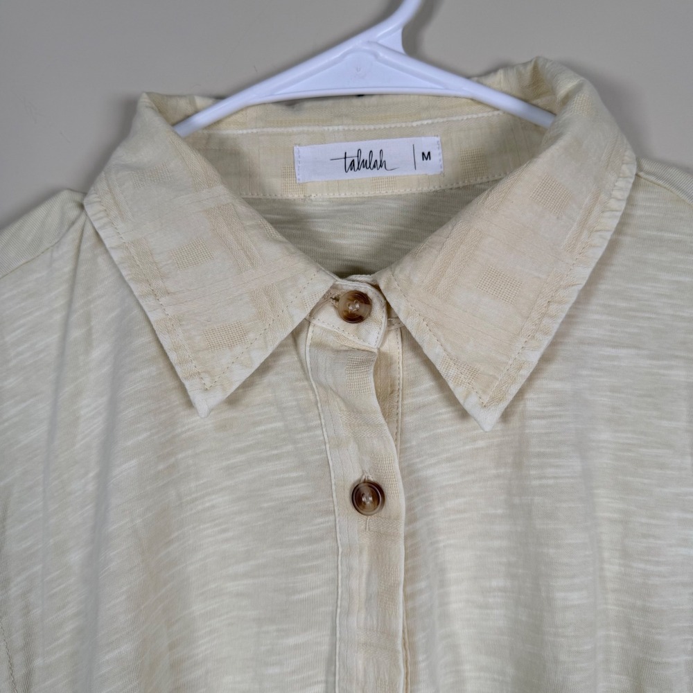 TALULAH Cream Button-Front Ruffle Hem Tunic - Picture 3 of 10